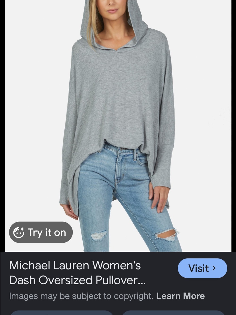 Michael Lauren Gray Oversized Hooded Pullover